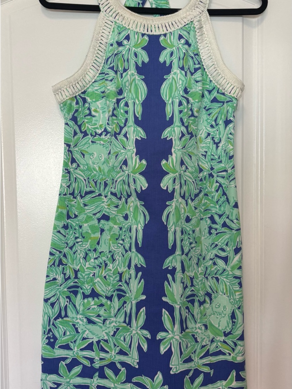 Like New! Well kept Lilly Pulitzer Navy Blue & Mint Green Tropical Mini Dress